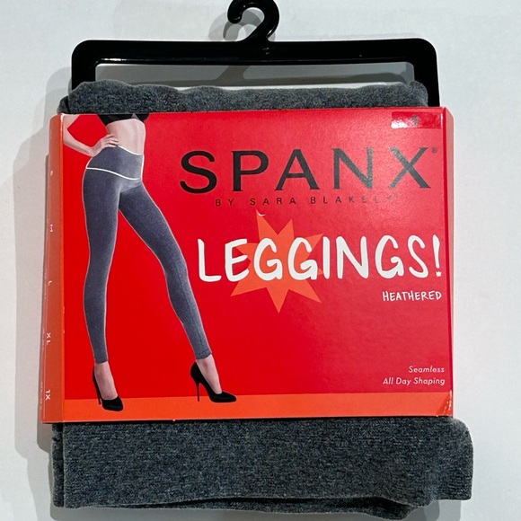 NWT $68 SPANX HEATHERED LEGGINGS S SMALL GRAY SEAMLESS HEATHER NEW FOOTLESS - Picture 3 of 6